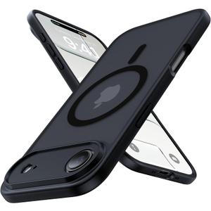Magnetic Shockproof for iPhone 17 Air Case,[Camera Protection][Compatible with Magsafe][Non-Slip][Mil-Grade Protection] Slim Anti-Yellowing Translucent Matte Phone Case for iPhone 17 Air,Black