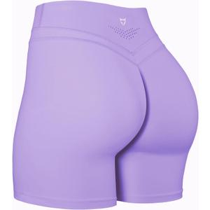 TomTiger Yoga Shorts for Women Tummy Control High Waist Biker Shorts Exercise Workout Butt Lifting Tights Women's Short Pants (Lavender)