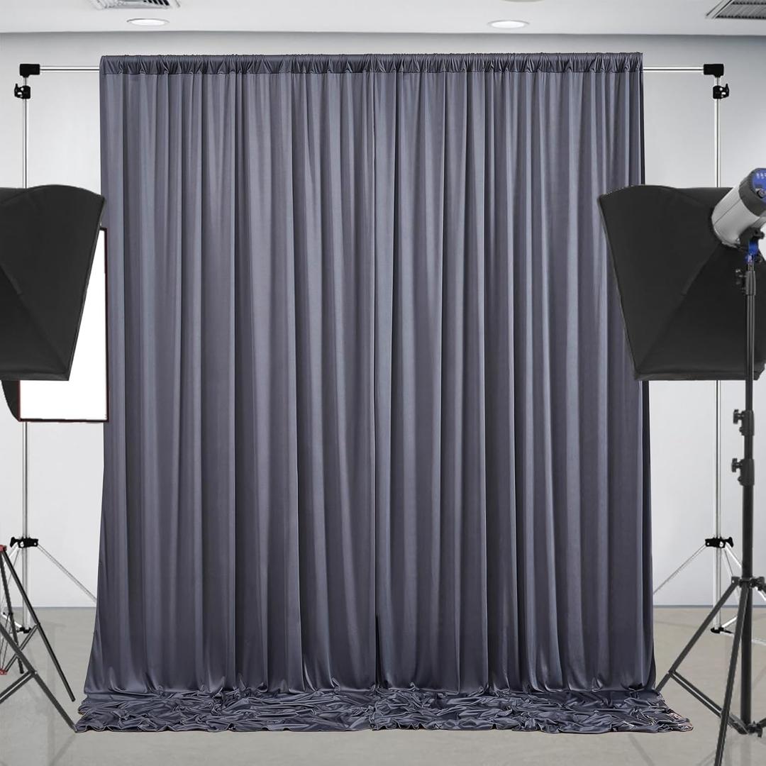 10 ft x 10 ft Wrinkle Free Charcoal Backdrop Curtain for Parties, Dark Grey Polyester Photo Backdrop Drapes for Baby Shower Wedding Engagement Birthday Party Backdrop Stand,5ft x 10ft 2 Panels (5'(W) x 10'(H), 2 panels)