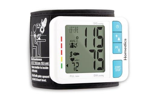 Homedics 700 Series Wrist Cuff Blood Pressure Monitor for Home Use, One-Touch Operation, Accurate Results, 2 Users, with Bluetooth Wireless Technology to The Homedics Health App (Smart)