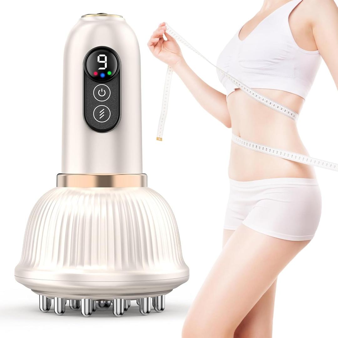 Lymphatic Drainage Massager & Anti-Cellulite Tool - Body Sculpting Machine with Microcurrent, Light, Heat & Vibration for Legs, Arms, Belly | Reduces Stretch Marks & Cellulite  Off-White