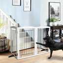 ZJSF Freestanding Dog Fence Indoor, Foldable Dog Gate for Doorways, Stairs or Hallways, Sturdy Wood Extra Wide Pet Gate with Support Feet for The House, White, 32 "Height-3 Panels