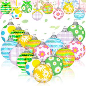 Riceshoot 16 Pcs Spring Tree Ornaments Spring Flower Hanging Decorations Sequin Ball Ornaments Decorative Miniature Daisy Floral Hanging Ball Decor for Home Garden Decor (1.57 Inches/ 4 cm)