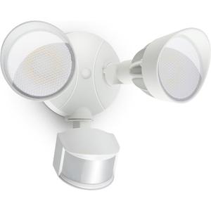 45W 5500LM PIR Motion Sensor Outdoor Lights, Dual Head LED Flood Light, 5000K Daylight, IP65 Waterproof Hardwired Dusk to Dawn Motion Detector Security Light for Outside Garage Yard (White)