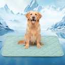 LOOBANI Dog Cooling Mat for Extra Large Dogs - 50" x 38" Dog Cooling Pad for Summer with Anti-Slip Bottom, Washable & Leakproof Cool Mat for Dogs, Cats, Indoor & Outdoor Use, Bed, Couch, and Crate (Green)