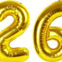 Gold Number 26 Balloon 40 inch, 26 Number Balloons, 26th Gold Birthday Decorations, 26 Year Old Women Men Golden Party Supplies