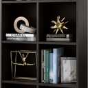 8-Cube Storage Shelf Bookcase - Wooden 4-Tier Floor Standing Open Bookshelf, Modern TV Stand up to 55 Inches for Home and Office, Black