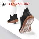 Non Slip Work Shoes for Women Wide Toe Box Food Service Shoes for Chef Kitchen, Restaurant, Hospital Black Slip Resistant Walking Zero Drop Sneakers 5w - 11w