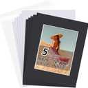 Falling in Art 5 Pack Acid Free 16x20'' Black Picture Mats Board Show Kit for 11x14'' Pictures, 4-Ply Beveled Pre-Cut Photo Boards with Backing Board and Plastic Clear Bags
