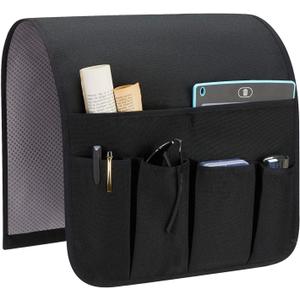 Sofa Armrest Organizer, Remote Control Holder for Recliner Couch, Arm Chair Caddy with 5 Pockets for Magazine, Tablet, Phone, iPad