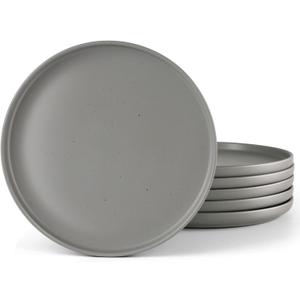 famiware Dawn Speckled Dinner Plates Set of 6, 10.25 inch Large Plate Set, Kitchen Stoneware Serving Dishes with Speckled Design, Microwave and Dishwasher Safe, Matte Dark Gray
