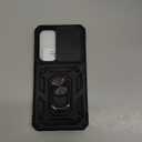 Janmitta Compatible with Samsung Galaxy S25/S24 Case [Not for S25+] Built in Slide Camera Lens Cover+Screen Protector+Kickstand,Heavy Duty Shockproof Full Body Phone Cover,Black