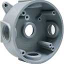 Round Electrical Outlet Box, Weatherproof 5 Hole-1/2 or 3/4 in Electrical Outlet Box, UL Listed, PVC No Cover Junction Box, Gray