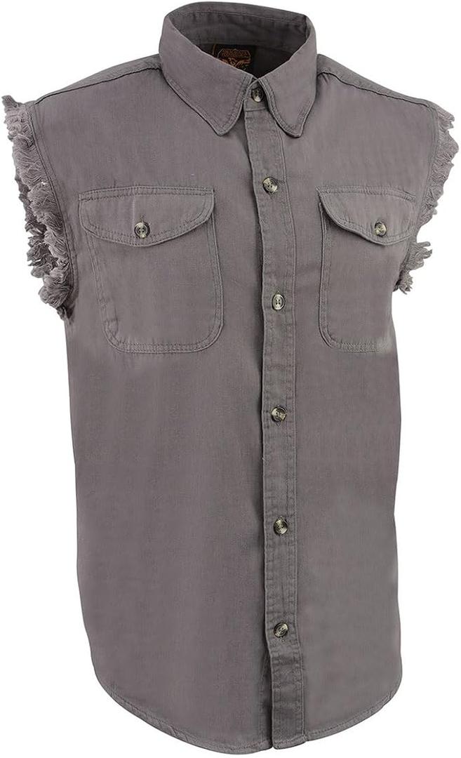 Milwaukee Performance Men's Lightweight Sleeveless Denim Shirt (Grey, XX-Large) Milwaukee Performance Men's Lightweight Sleeveless Denim Shirt (Grey, XX-Large)