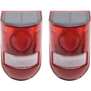 Solar Security Light Alarm,2Pack IP65 Waterproof PIR LED Motion Sensor Flashing Light Lamp,Built in Battery,Energy Saving Warning 110dB Loud Siren Solar Light for Flashing Outdoor(Size:2Pack)