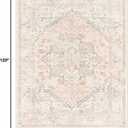 LIVEBOX Pink Area Rug 8x10 - Large Oriental Floral Living Room Rugs Accent Rug for Bedroom, Non-Slip Retro Medallion Carpet Print Distressed Rugs for Dining Room Office (Pink/Peach)