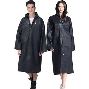 Cosowe Rain Ponchos for Adults Reusable, 2 Pcs Raincoats Emergency for Women Men with Hood and Drawstring, One Size