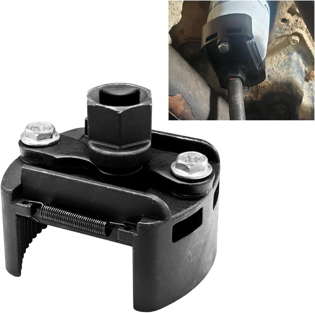 Adjustable Oil Filter Wrench Removal Tool, 60-80 mm (2.36-3.15 inch) Heavy Duty Oil Filter Tool with 2 Serrated Jaws, 1/2" Drive Cap Style Oil Filter Socket Wrench, Oil Filter Remover Tool (60-80 mm)