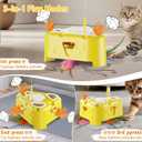 Automatic Cheese-Shaped Interactive Cat Toy Flying Bird, 6-Hole Mole & Rotating Feather | USB Rechargeable Electronic Feather Toy for Indoor Adult Cats & Kittens, Relieves Boredom