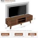 Luoxiao 55" Mid Century Modern TV Stand for 55 60 65 Inch TV, Walnut Media Console with Slatted Sliding Doors, Retro Wood Entertainment Center with Storage Shelves for Living Room, Bedroom