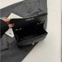 Women's Diamond Lattice Flap Square Underarm Bag Elegant Chain Strap Shoulder Handbag Hobo Purse (Black)