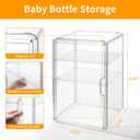 3-Tier Baby Bottle Organizer, Clear Acrylic Stackable Storage Bins Transparent Plastic Baby Bottle Station for Countertop, Cabinet, Bathroom, Vanity, Kitchen, Closet