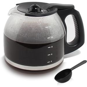 12-Cup Replacement Coffee Carafe Compatible with Mr. Coffee Coffee maker Pot, Replace Part# PLD12 PLD12-RB Series, Black Handle