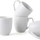 16OZ Ceramic Coffee Mugs Set, Large White Coffee Cups with Handles, Porcelain Mug Sets for Milk, Tea, Latte, Mocha, Cocoa, Cappuccino, Dishwasher Safe, Cups Gift for Holiday & Anniversary (4PCS)