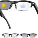 Smart Glasses, Blue Light Bluetooth Glasses with Half Frame Design, Color-Change Lenses, Open-Ear Speakers, Intelligent Control, Bluetooth Eyeglasses for iPhone Android Music/Calls