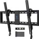 PERLESMITH UL Listed TV Mount for Most 37-85 inch TV, Universal Tilt TV Wall Mount Fits 16- 24 Wood Stud with Loading 132 lbs & Max VESA 600x400mm, Low Profile Flat Wall Mount Bracket PSLTK1 (Black)