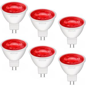 LED MR16 Red Light Bulb 4W, 20W 35W 50W Halogen Equivalent, 12V Low Voltage GU5.3 Bi-Pin Led Red Bulbs for Christmas Outdoor Landscape Yard Garden Tree Pool Holiday Lighting, 38 Deg, 6 Pack