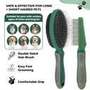 2PCS Pet Grooming and Deshedding Tools, 2-In-1 Double-Sided Cat Brush for Shedding and Bathing, Dogs & Cats Shedding Comb for Long and Short Haired Dogs Cats, Green