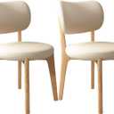 Solid Wood Dining Chairs Kitchen Chairs Set of 2 Mid Century Modern Dining Chairs with Wooden Frame and Upholstered Farmhouse Dining Room Chairs for Kitchen,Living Room (A-natural Wood + Light Khaki)