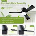 Ceiling Fans with Lights - 42 Inch Low Profile Ceiling Fan with Light and Remote, Reversible DC Motors, 3CCT Dimmable Timer Noiseless, Black Flush Mount Ceiling Fan for Bedroom/Living Room