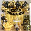 Gold Birthday Party Decorations Kit for Men,3pcs birthday Decorations for Men boys black and gold Balloon Boxes Birthday Party Favors