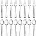 LIANYU 16-Piece Forks and Spoons Silverware Set, 8 Dessert Forks (6.7 Inch) and 8 Teaspoons (6.7 Inch), Stainless Steel Square Flatware Cutlery Set for Home Kitchen Hotel, Dishwasher Safe