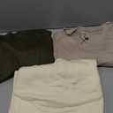 Huukeay 3 Pack Women's Long Sleeve Shirts with Thumb Holes, Cotton Casual Crew Neck Tunic Tops Fall Loose Y2k Trendy Outfits (X-Large, Army Green, Cream, Light Khaki)