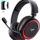 Wireless Gaming Headset, 7.1 Surround Sound, 2.4Ghz USB Gaming Headphones Bluetooth 5.4, 100-Hr Noise Canceling Mic RGB Light, Wireless Headset for PC PS5 PS4 Mac Switch, ONLY Wired Mode Suit for Xbox Black Red