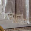 Linen Curtains 84 Inches Long - Embroidery Striped Farmhouse for Living Room, Tassel Boho for Bedroom, Light Filtering 2 Panels Set Rod Pocket Drapes (52" W x 84" L, Khaki)