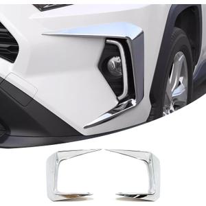 Car Accessories Exterior Fog Light Trim Cover Front Eyebrow Spoiler (Chrome) Fit for 2019-2024 2025 Toyota Rav4 ABS 2 PCS Not Fit RHD/Adventure