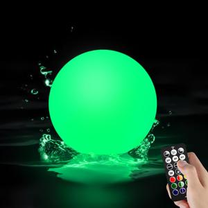 LOFTEK LED Pool Lights that Float - 8-inch Globe Lamp Rechargeable - 16 RGB Lamp with Handle & Remote, Waterproof Lamps for Outdoor Yard Decor, Smart Orb Light for Bedroom, 1-Unit