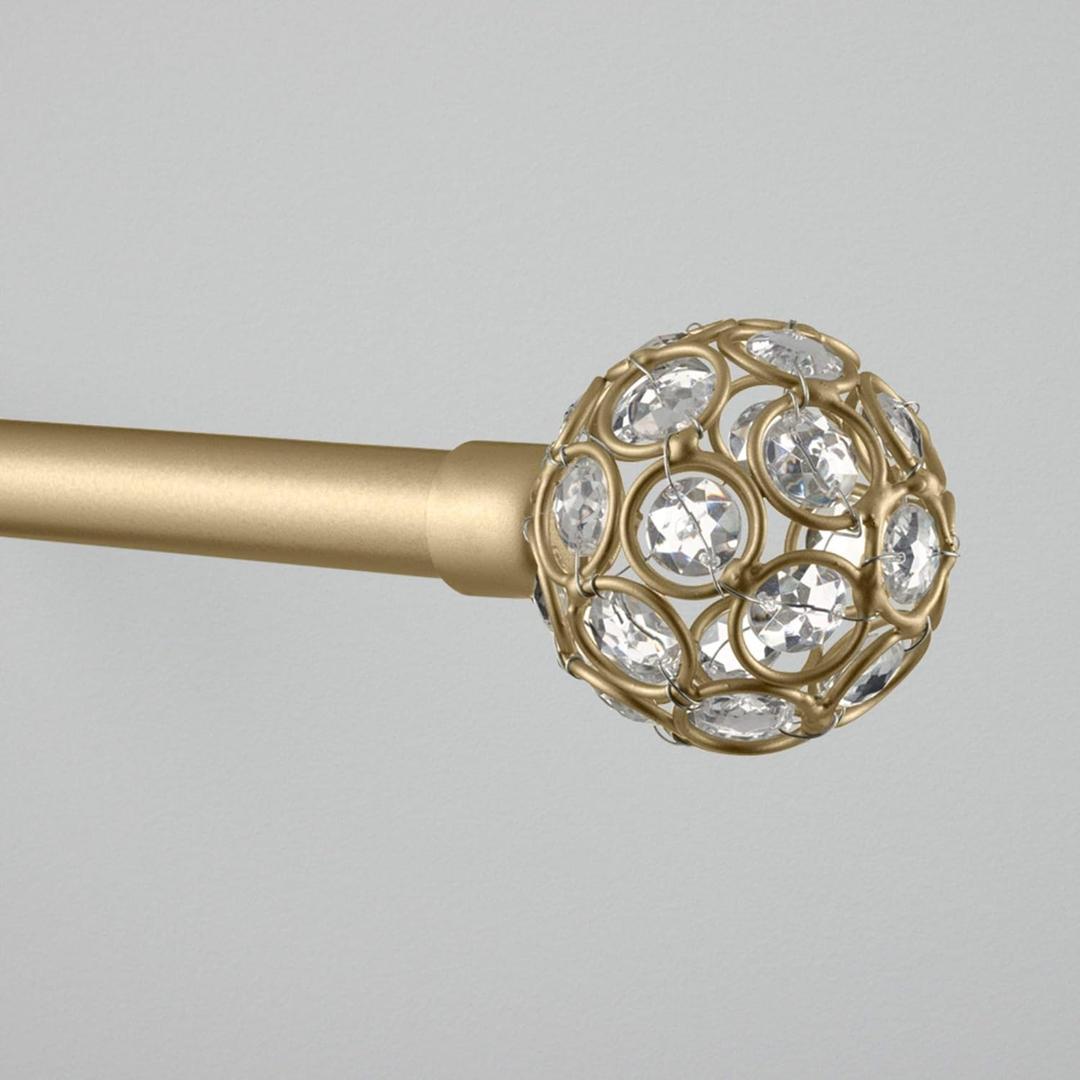 Exclusive Home Curtains Rings 1" Curtain Rod and Coordinating Finial Set, Gold, Adjustable 36"-72"