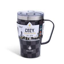 Manna™ Cozy™ Stainless Steel Mug - Black Checkers, 18 oz 