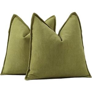 MADIZZ Textured Chenille Throw Pillow Covers Set of 2 Super Soft Decorative Pillow Covers Boho Cushion Covers Modern Pillowcases Farmhouse Home Decor for Sofa Bedroom 22x22 inch Moss Green