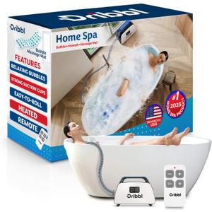Dribbl Electric Bubble Massage Bathtub Mat – Non-Slip Full-Body Waterproof Hot Tub Spa Mat for Bath with Heater, Motorized Air Pump, and Remote Control, 6-Speed Adjustable Massage, Aqua