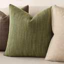 Foindtower Set of 2 Decorative Textured Burlap Linen Throw Pillow Covers Farmhouse Boho Cushion Cover Solid Accent Pillowcase for Couch Sofa Bed Living Room Home Decor, 2222 Inch,Olive Green