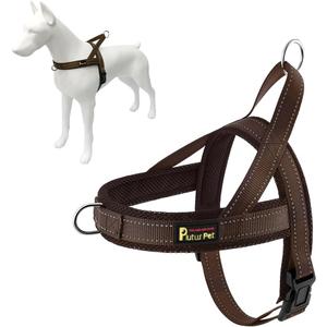 Plutus Pet No Pull Dog Harness with Breathable Mesh Padded, Adjustable Reflective Escape Proof Dog Harness, Quick Fit Dog Vest Harness for Small Medium Large Dogs(S, Chocolate) (S: chest 17"-19.7")