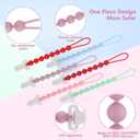 6-Pack Silicone Pacifier Clips for Babies, Safe Teething Beads, Rust-Free Holders, Baby Boy and Girl Essentials, Newborn Must-Have Accessories, BPA-Free (Pink)