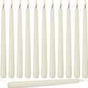 flamecan Ivory Taper Candles, Set of 12 Unscented and Smokeless 10 Inch Taper Candles Long Burning, Paraffin Wax with Cotton Wicks for Burning Approxinately 7-8 Hours Time