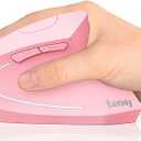 Lekvey Ergonomic Mouse, Vertical Wireless Mouse, Rechargeable 2.4 GHz USB Optical Carpal Tunnel Mice : 800/1200 / 1600 DPI, 6 Buttons, for Laptop, PC, Mac, Computer, Desktop, Notebook etc, Pink